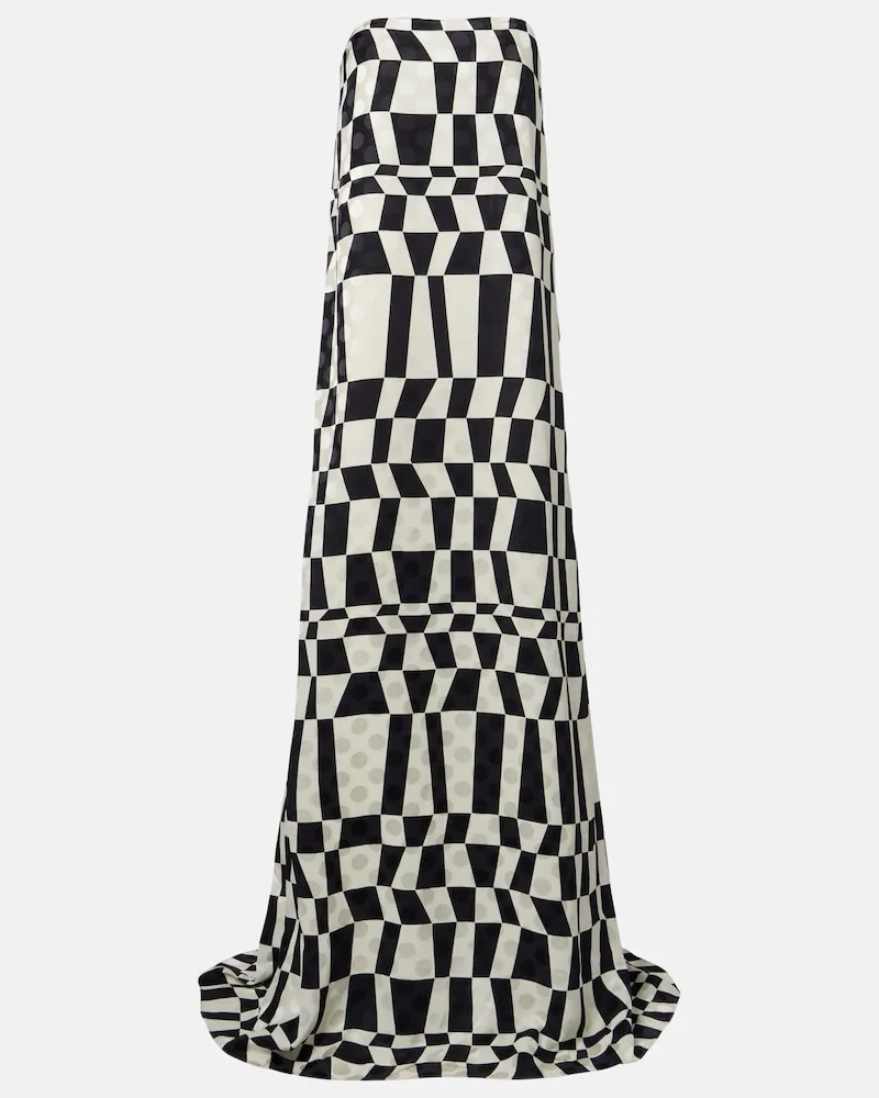 Dries van Noten Abito lungo bustier con stampa Bianco