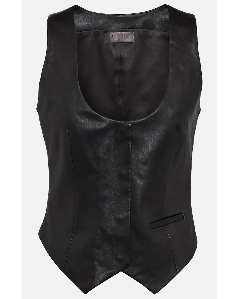 Stouls Gilet Adrian in pelle Nero