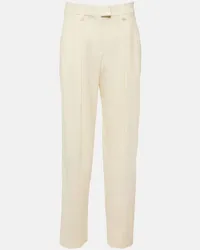 Brunello Cucinelli Pantaloni a gamba larga in gabardine Bianco