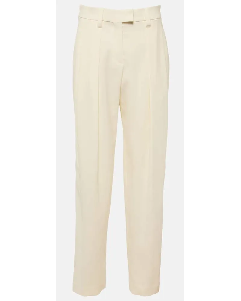 Brunello Cucinelli Pantaloni a gamba larga in gabardine Bianco