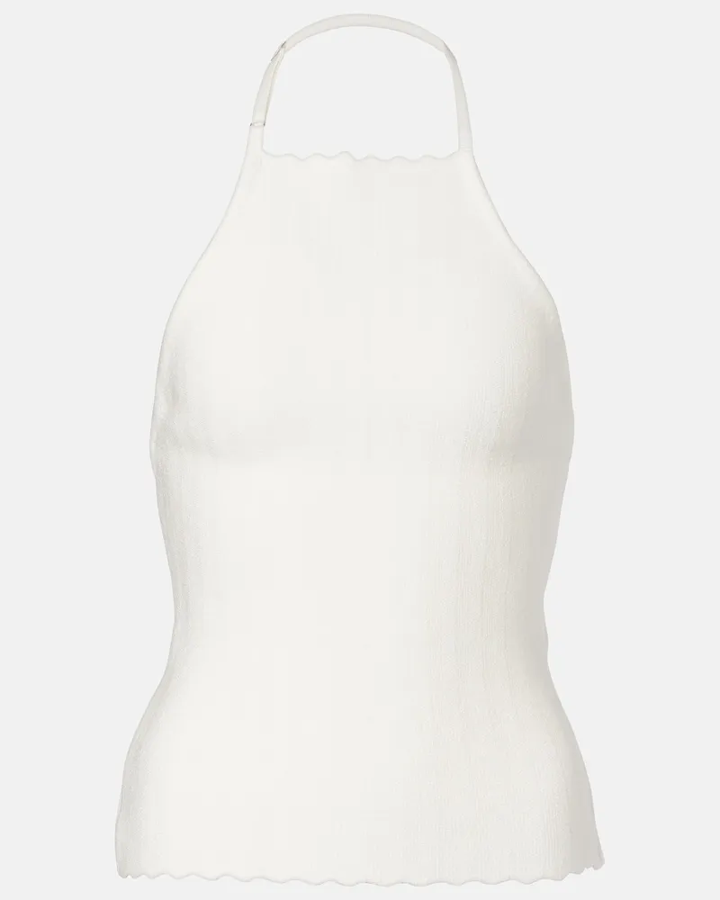 Jacquemus Top in maglia con scollo all'americana Bianco