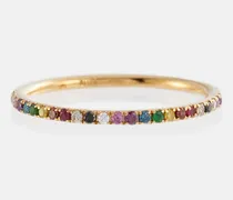 Anello Thread Band in oro 18kt con diamanti, rubini e zaffiri