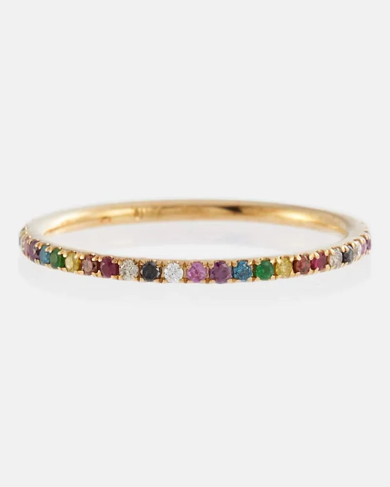 Ileana Makri Anello Thread Band in oro 18kt con diamanti, rubini e zaffiri Oro