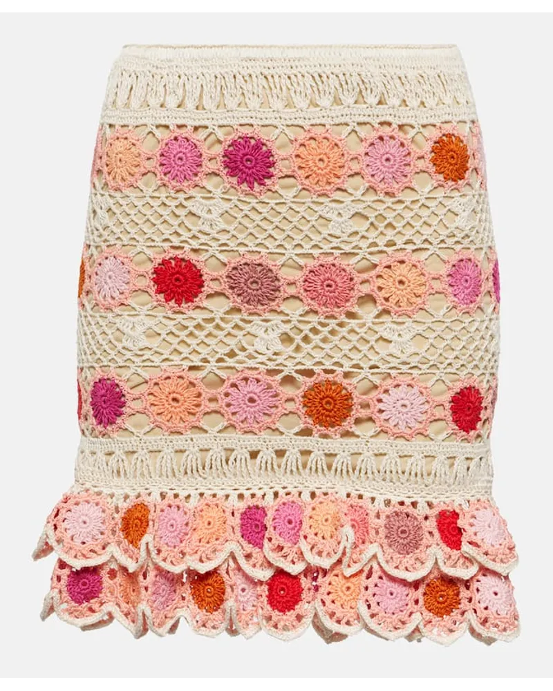 Anna Kosturova Minigonna Bouquet in crochet di cotone Multicolore