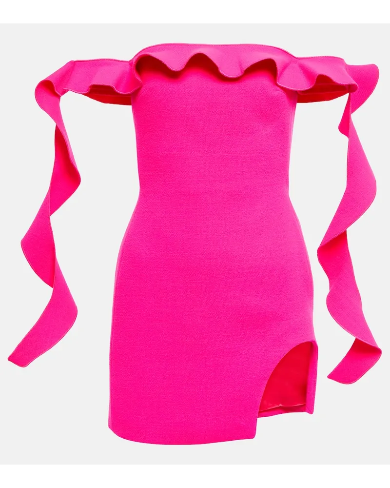 David Koma Miniabito in misto lana con volant Rosa