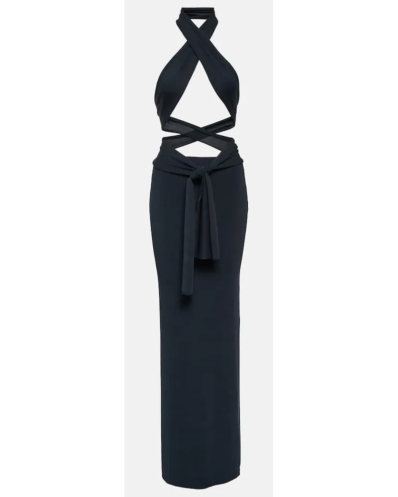 Aya Muse Abito lungo Acis in maglia on cut-out Blu