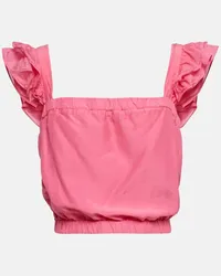 Velvet Top cropped Gracen in cotone e seta Rosa