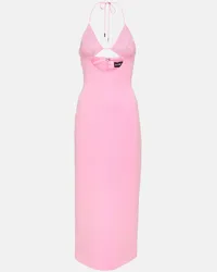 David Koma Abito midi con cut-out e cristalli Rosa