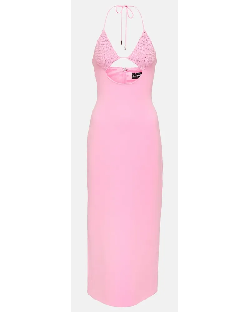 David Koma Abito midi con cut-out e cristalli Rosa