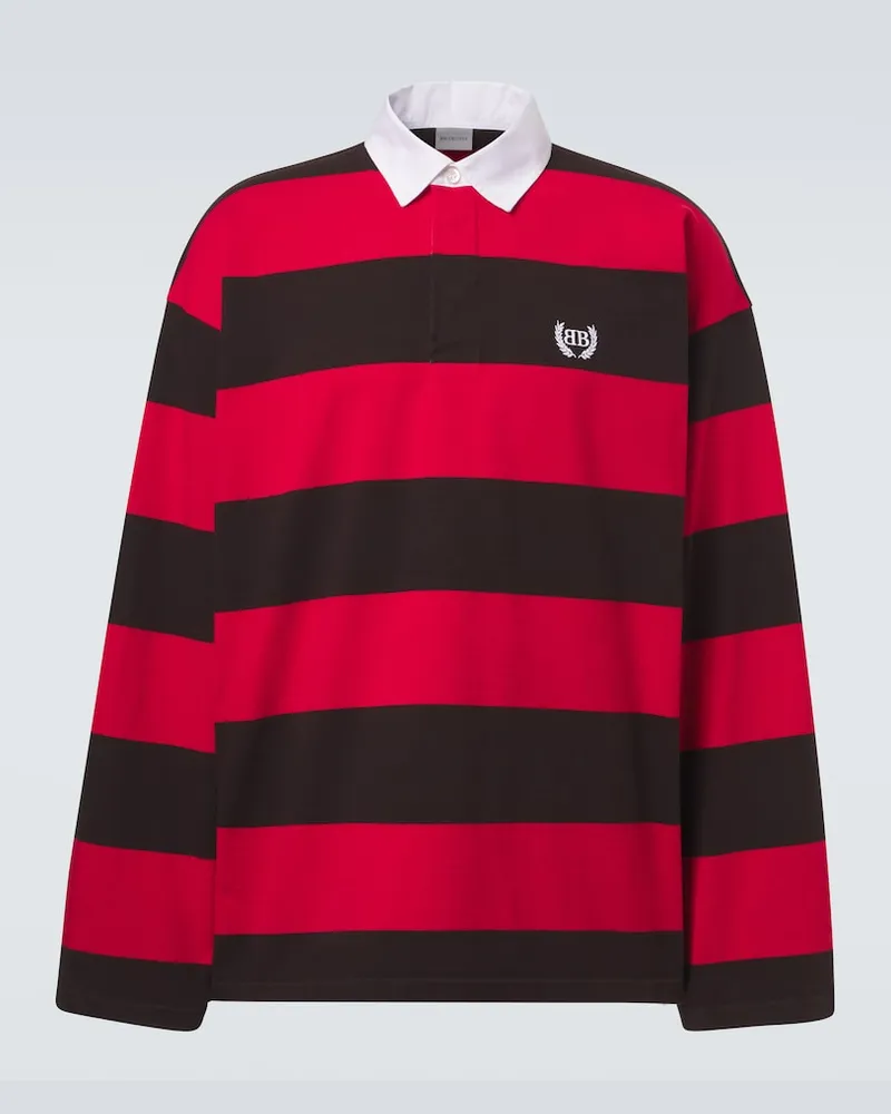 Balenciaga Polo oversize in jersey di cotone a righe Marrone
