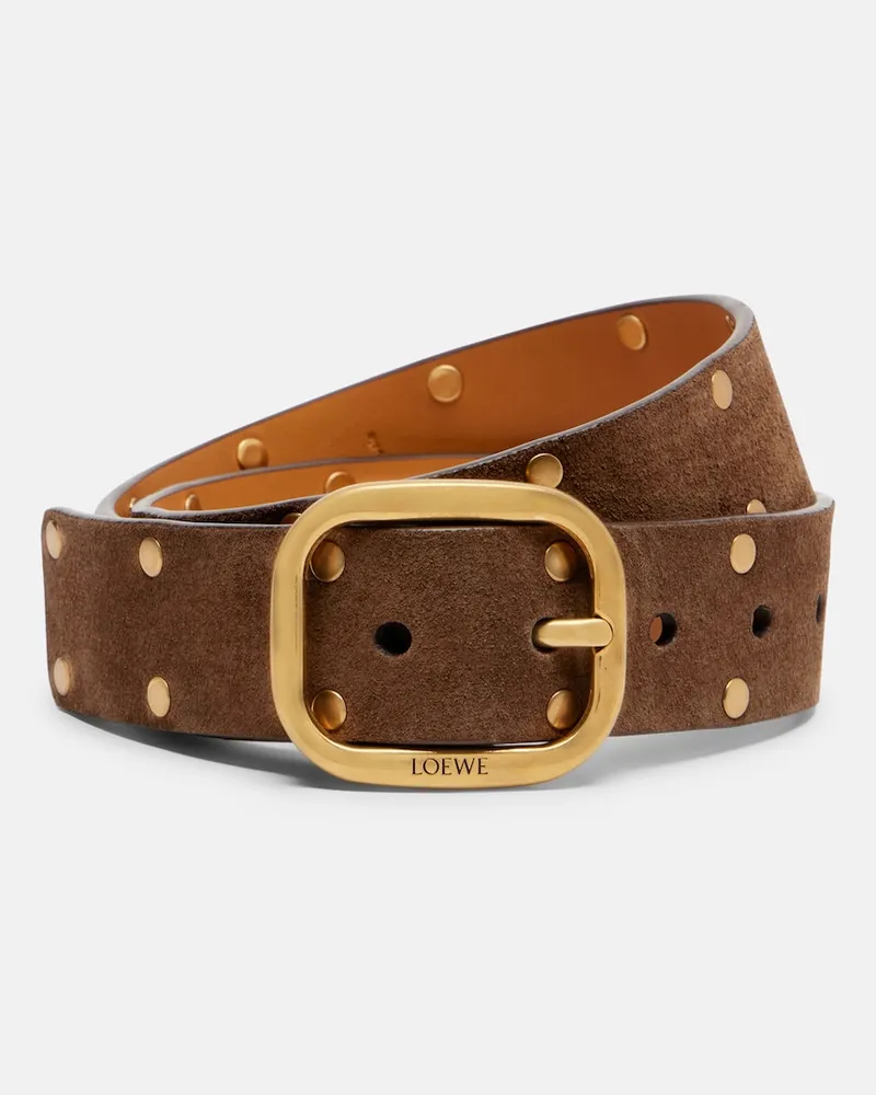 Loewe Cintura in suede con borchie Marrone