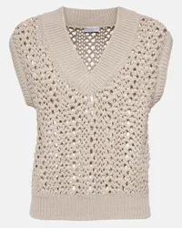 Brunello Cucinelli Gilet in misto cotone Beige