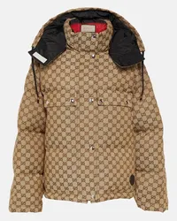 Gucci Piumino in canvas di cotone GG Marrone