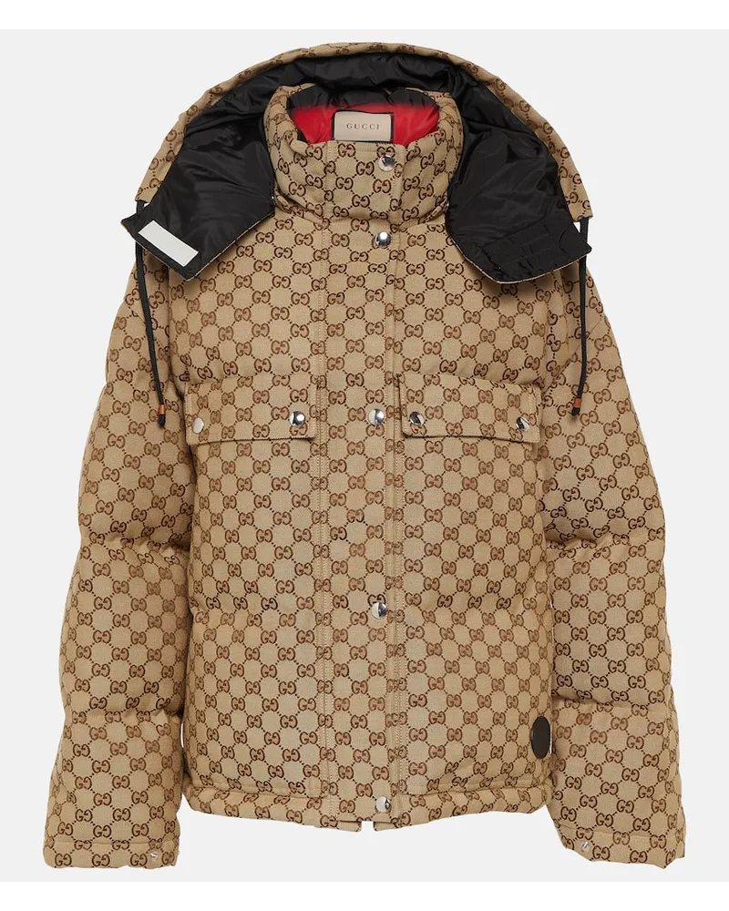 Gucci Piumino in canvas di cotone GG Marrone