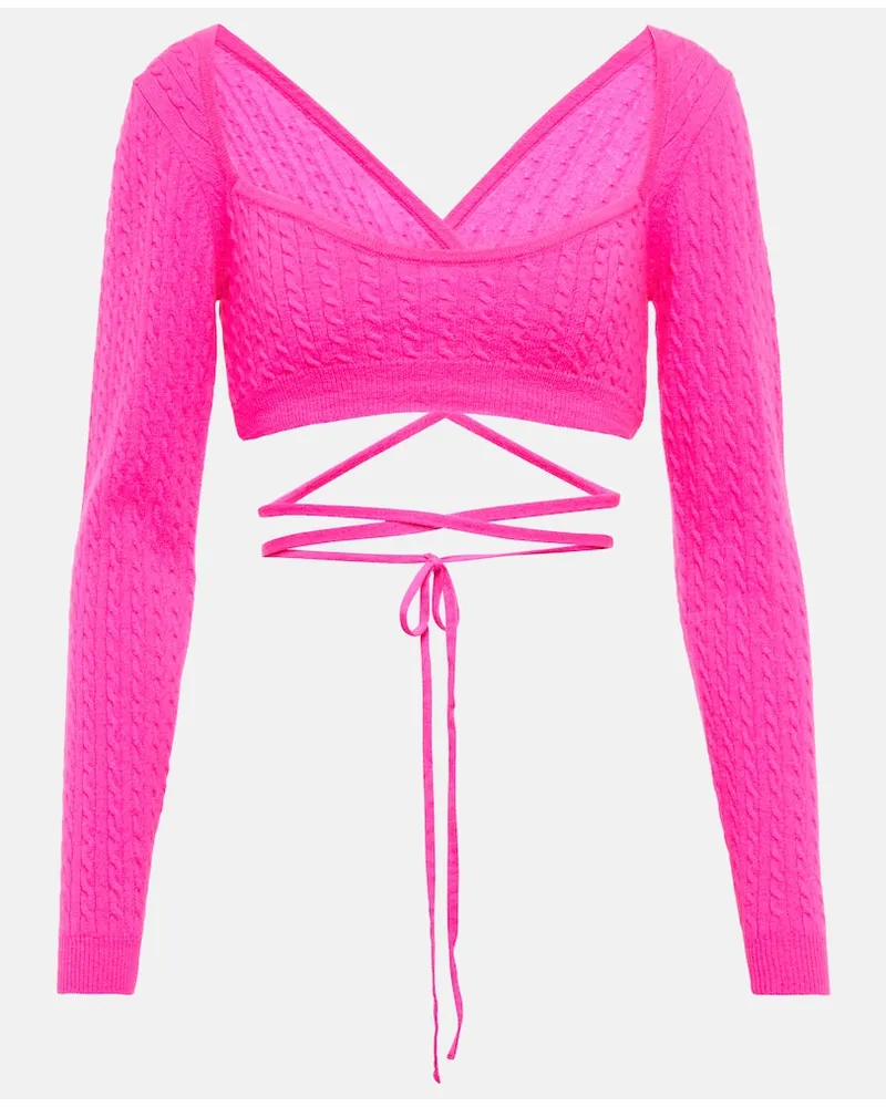 Patou Pullover cropped in lana e cashmere Rosa