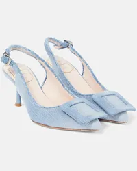 Roger Vivier Pumps slingback in denim con fibbia Blu