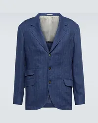 Brunello Cucinelli Blazer monopetto in lino Blu