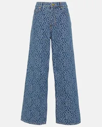 Ganni Jeans in jacquard a vita media Blu