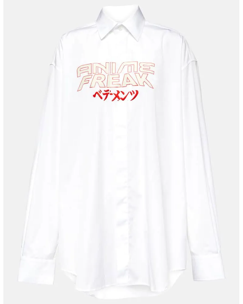 VETEMENTS Camicia oversize in cotone con stampa Bianco