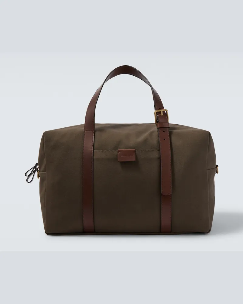 Giorgio Armani Borsa da viaggio in canvas con pelle Verde