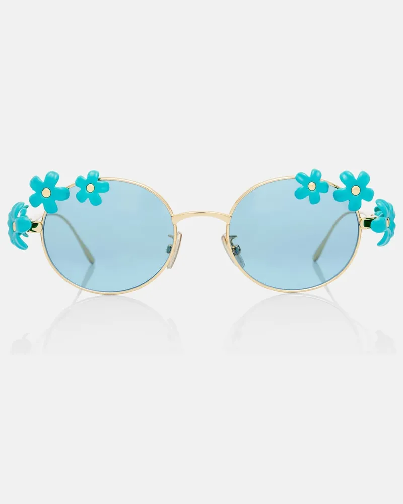 Loewe Occhiali da sole ovali Signature Blu
