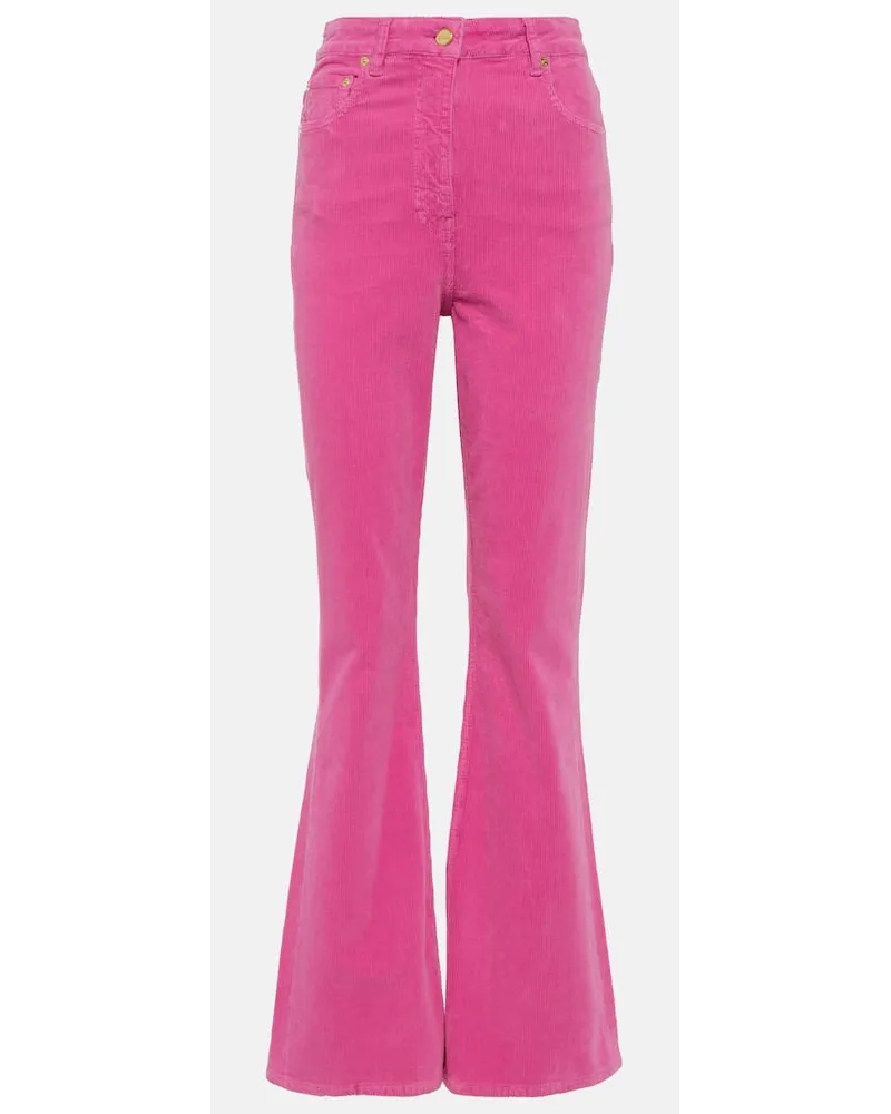 Ganni Pantaloni flared in velluto a coste Rosa