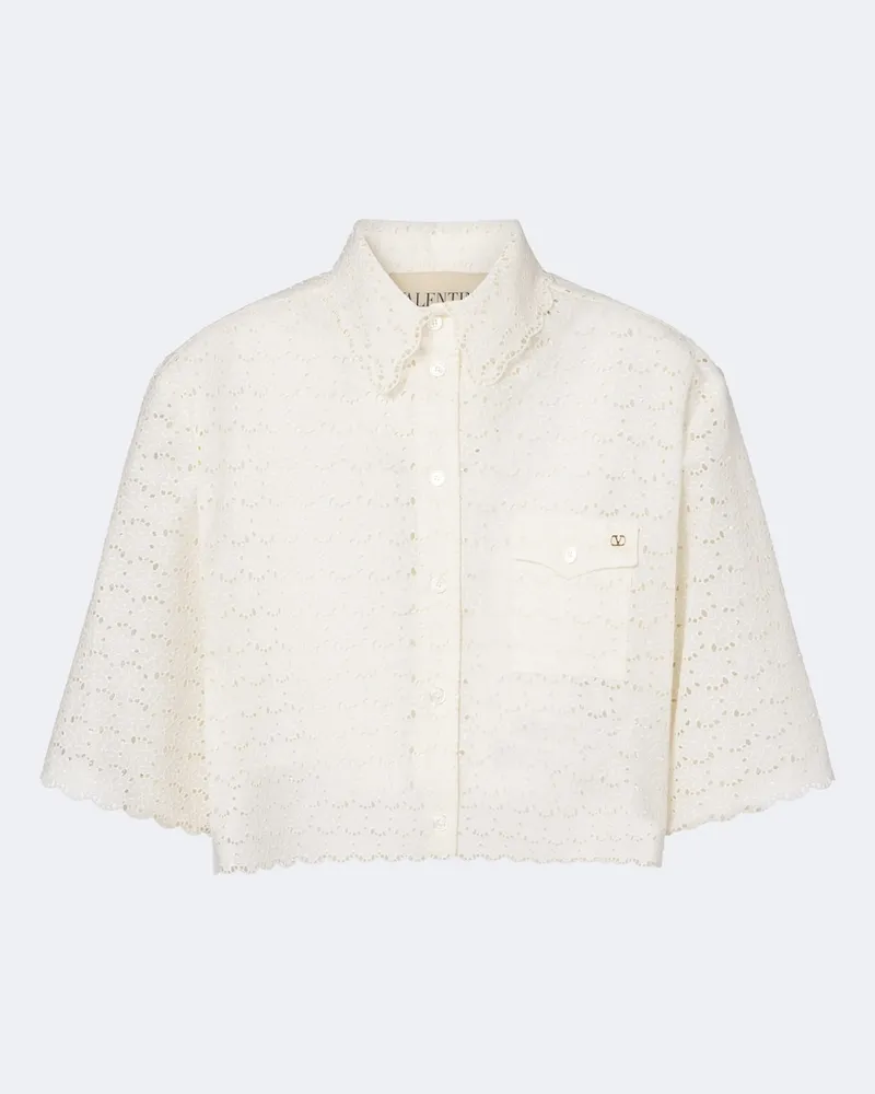 Valentino Garavani Camicia in cotone sangallo Bianco