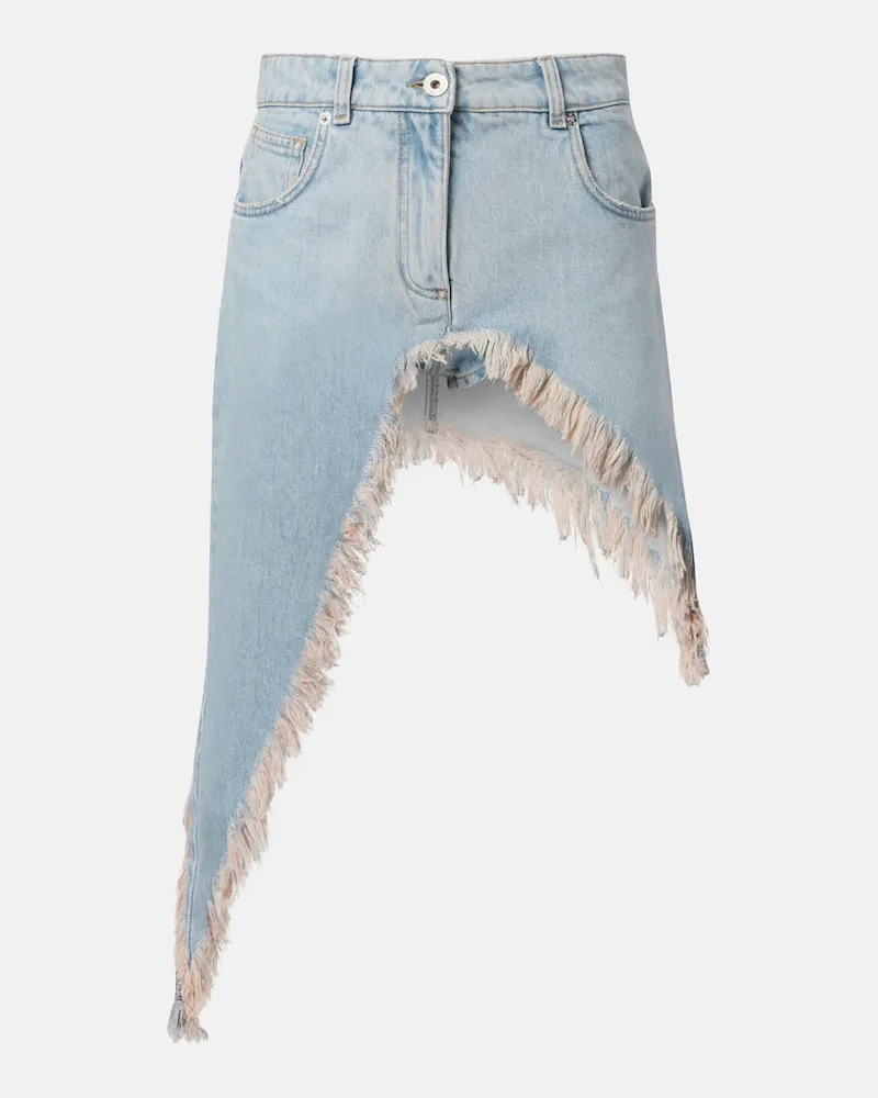 Blumarine Minigonna asimmetrica in denim distressed Blu