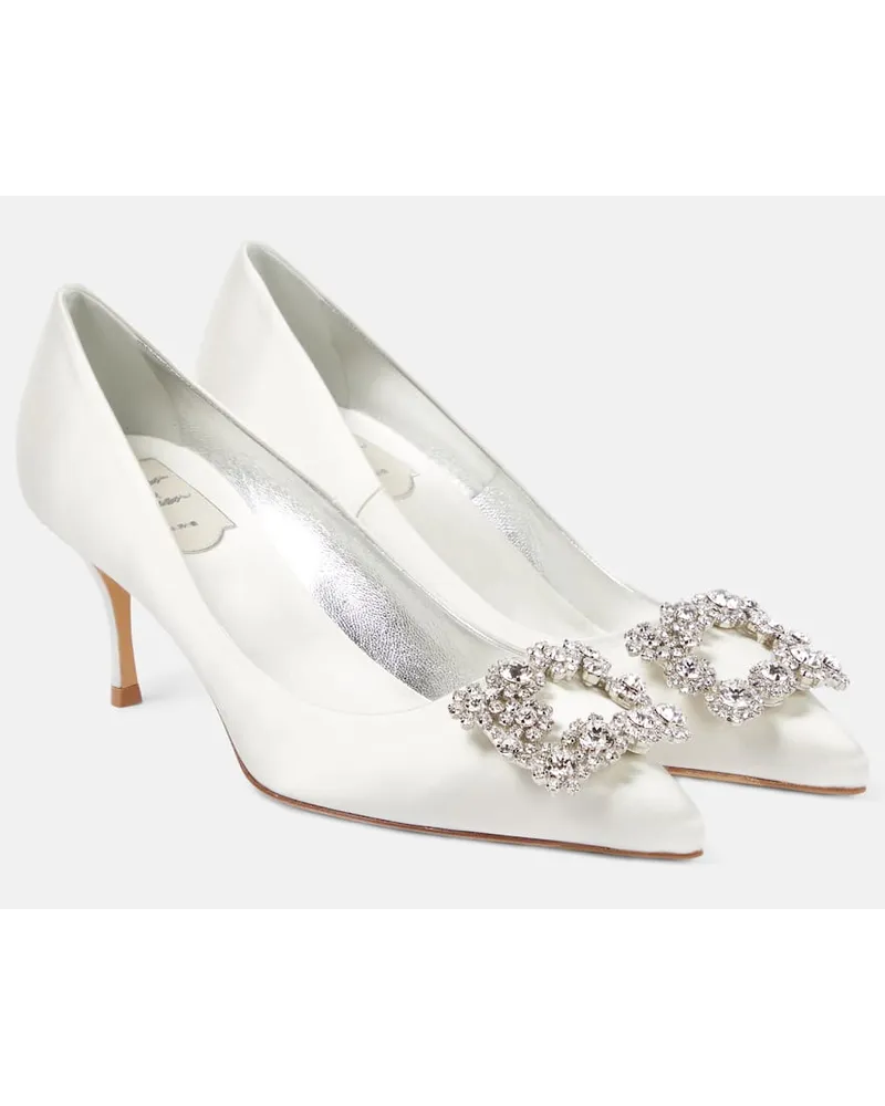 Roger Vivier Pumps Flower Strass in satin Bianco