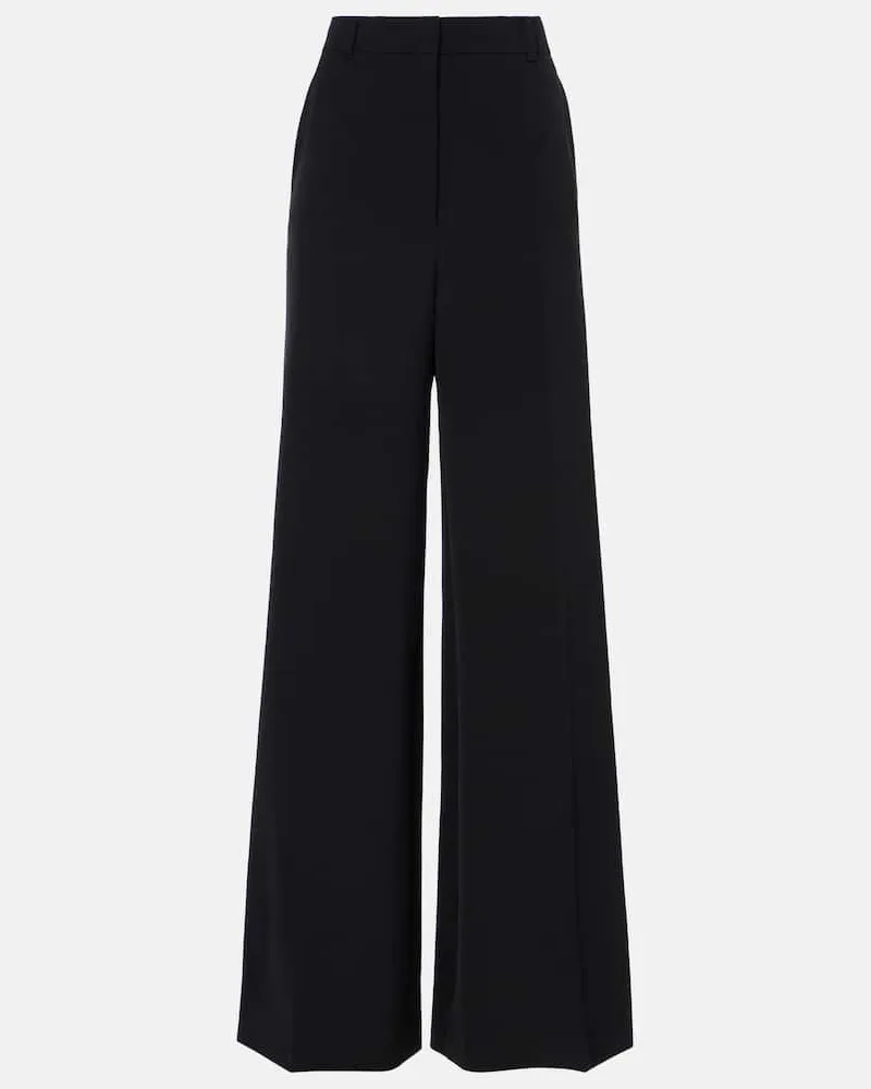 Stella McCartney Pantaloni a gamba larga in misto lana Nero