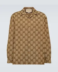 Gucci Camicia Maxi GG in canvas jacquard Beige