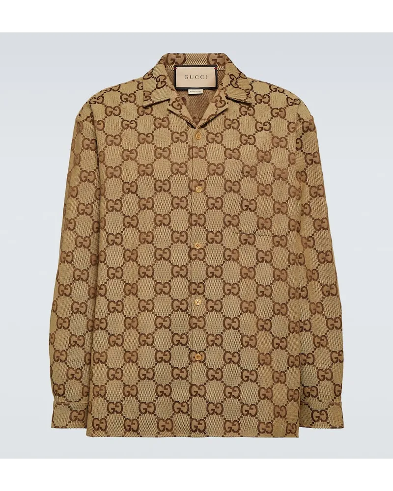 Gucci Camicia Maxi GG in canvas jacquard Beige