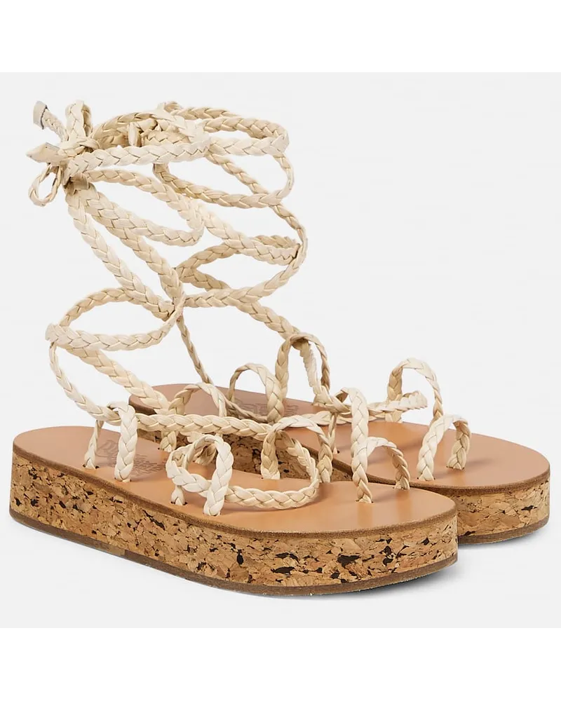 Ancient Greek Sandals Sandali con plateau Caryatis in pelle Beige