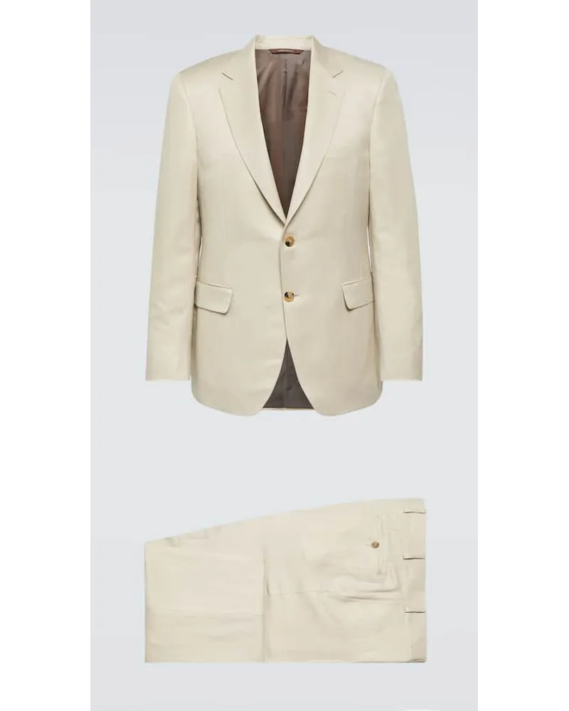 Canali Abito in seta e lino Beige