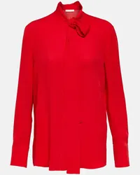 Valentino Garavani Blusa in seta con fiocco Rosso