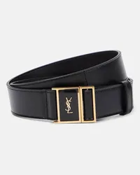 Saint Laurent Cintura Cassandre in pelle Nero