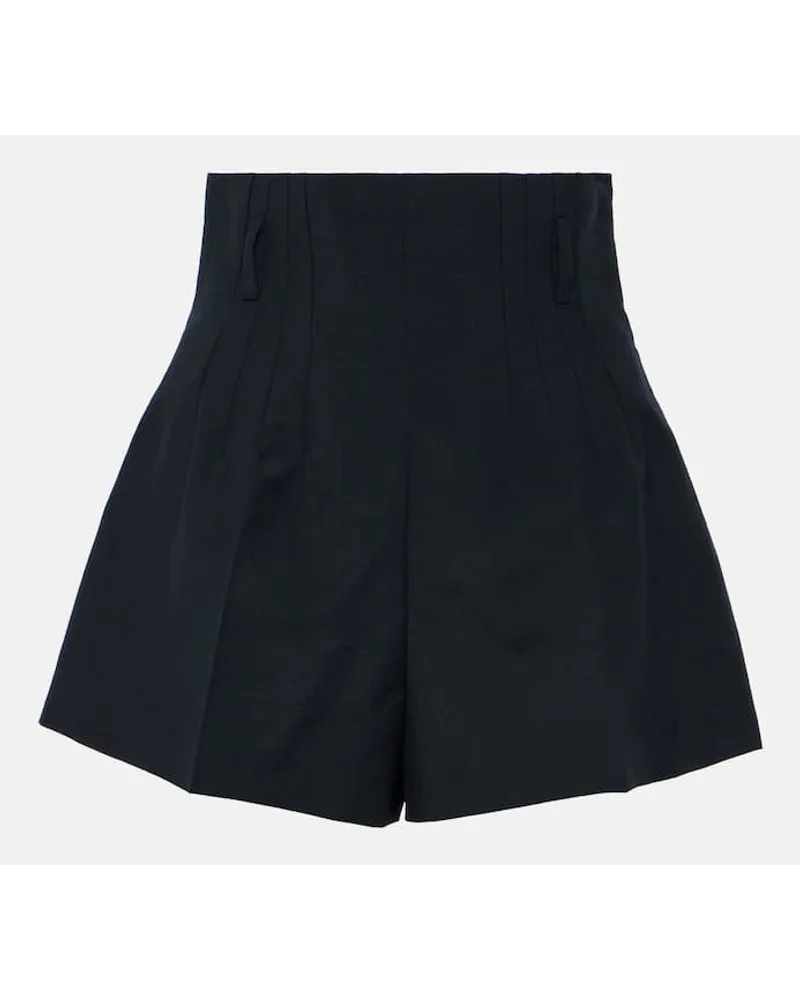 Prada Shorts in lana e mohair a vita alta Blu