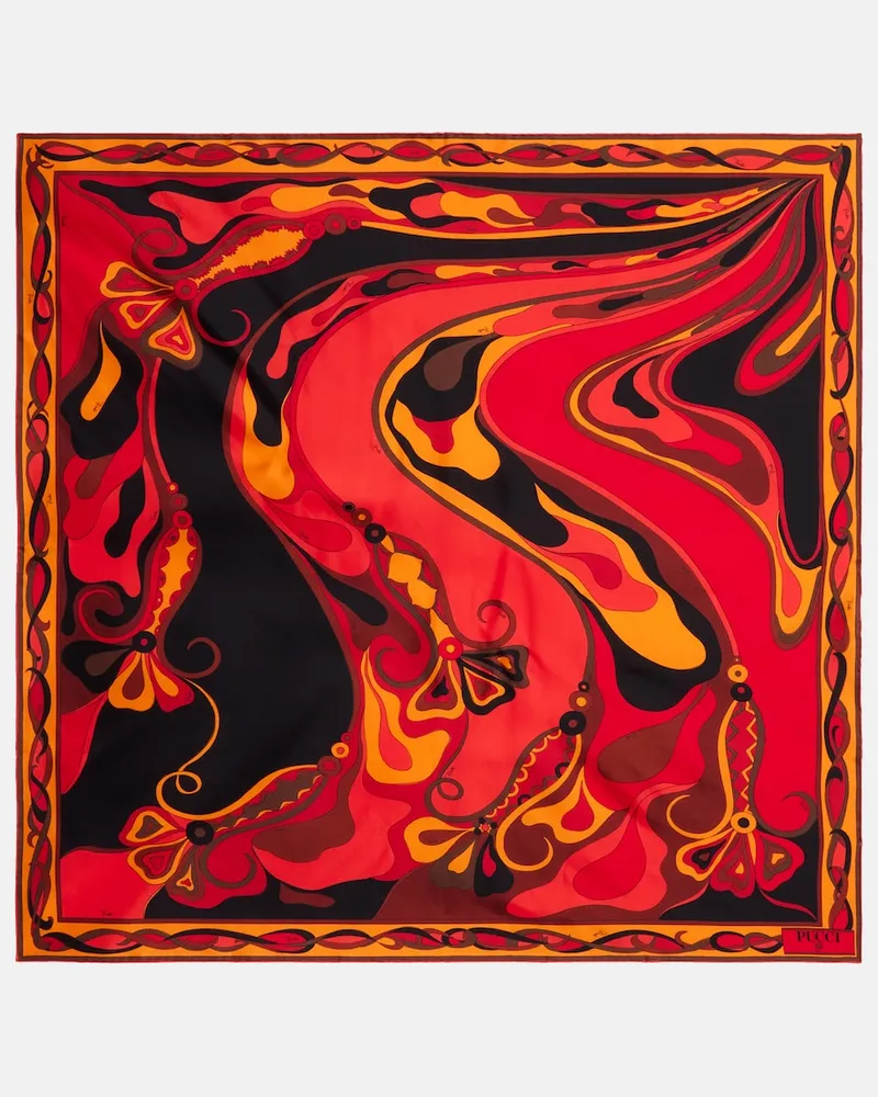 Emilio Pucci Foulard Manuba in twill di seta Arancione