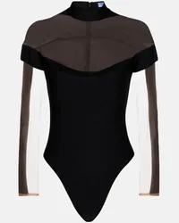 Thierry Mugler Body dolcevita in mesh Nero