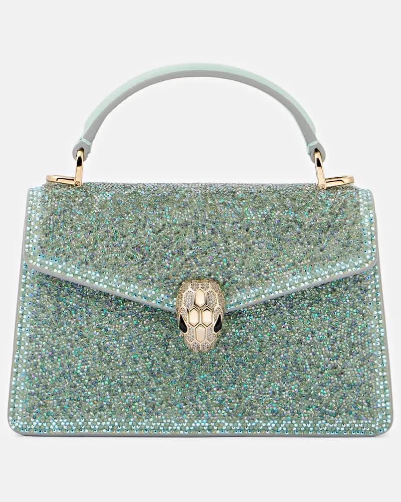 Bulgari Borsa Serpenti Forever Mini in suede Blu
