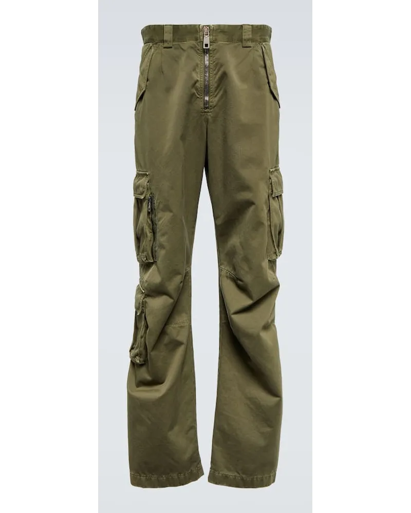 Dolce & Gabbana Pantaloni cargo in cotone a vita alta Verde