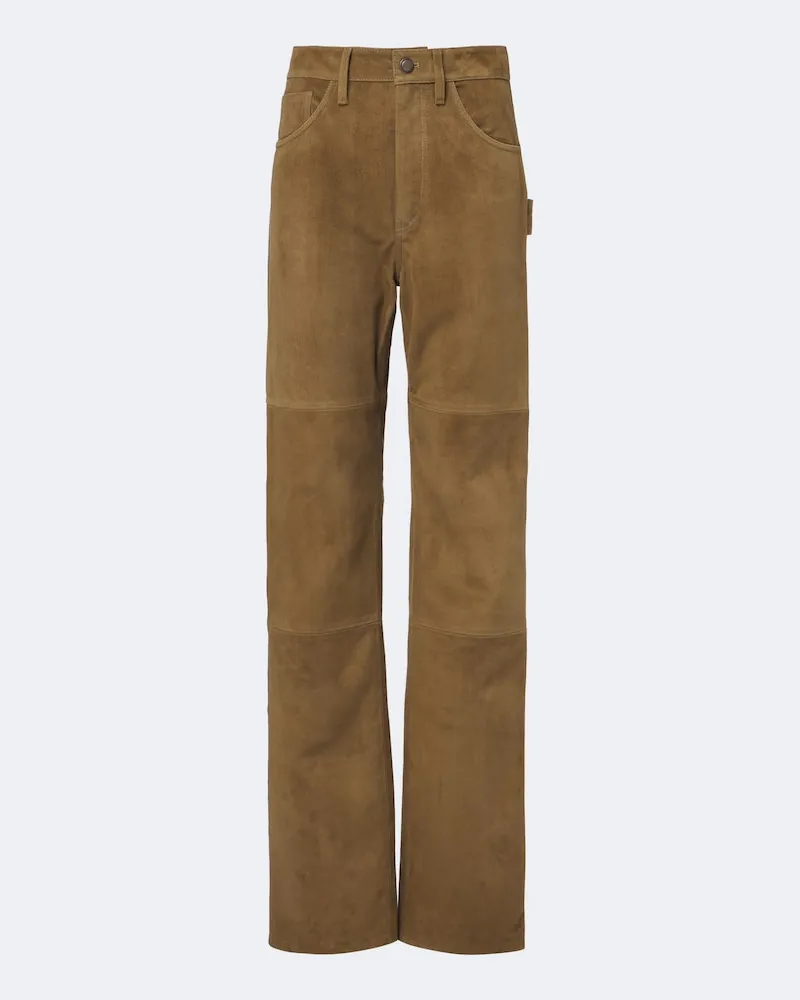 Altuzarra Pantaloni regular Mills in suede Marrone
