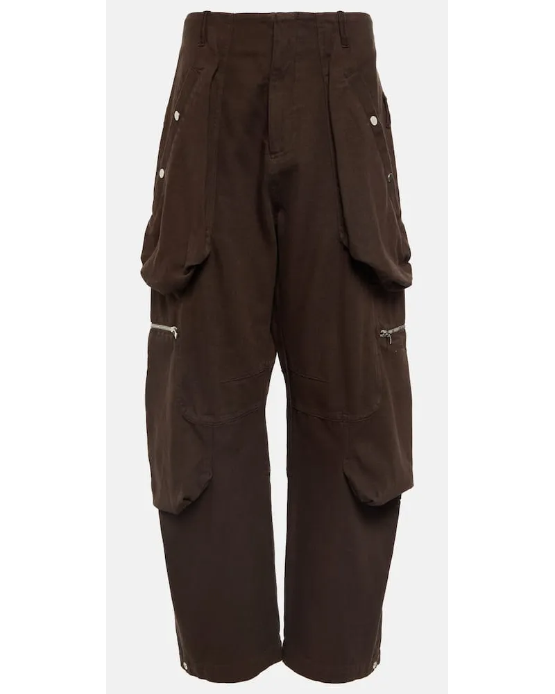 Jacquemus Pantaloni cargo Croissant in cotone Marrone
