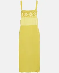 Maison Margiela Abito midi in misto seta con pizzo Giallo