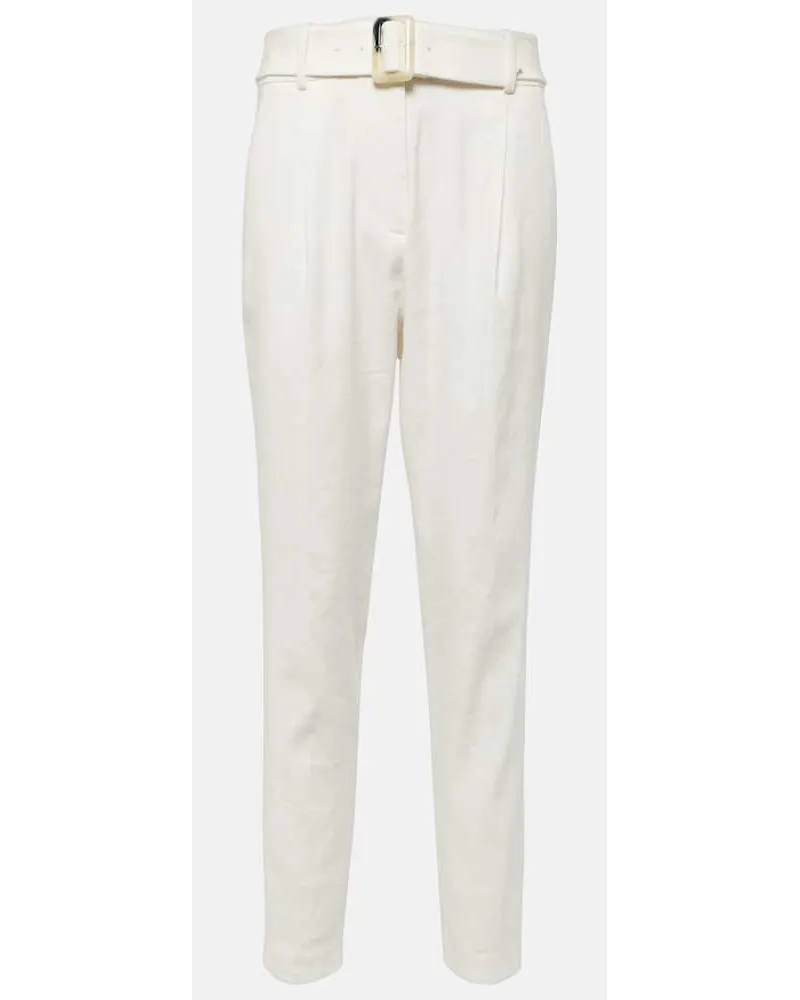 Veronica Beard Pantaloni tapered Sofia in misto lino Neutro