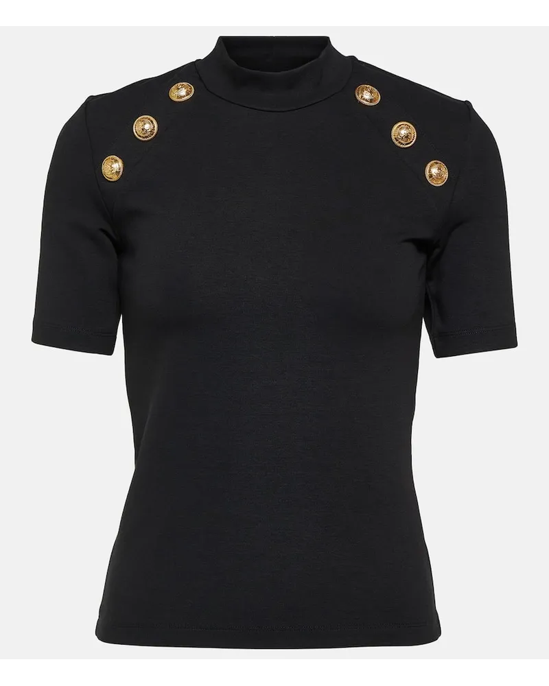 Balmain T-shirt in jersey di misto cotone Nero