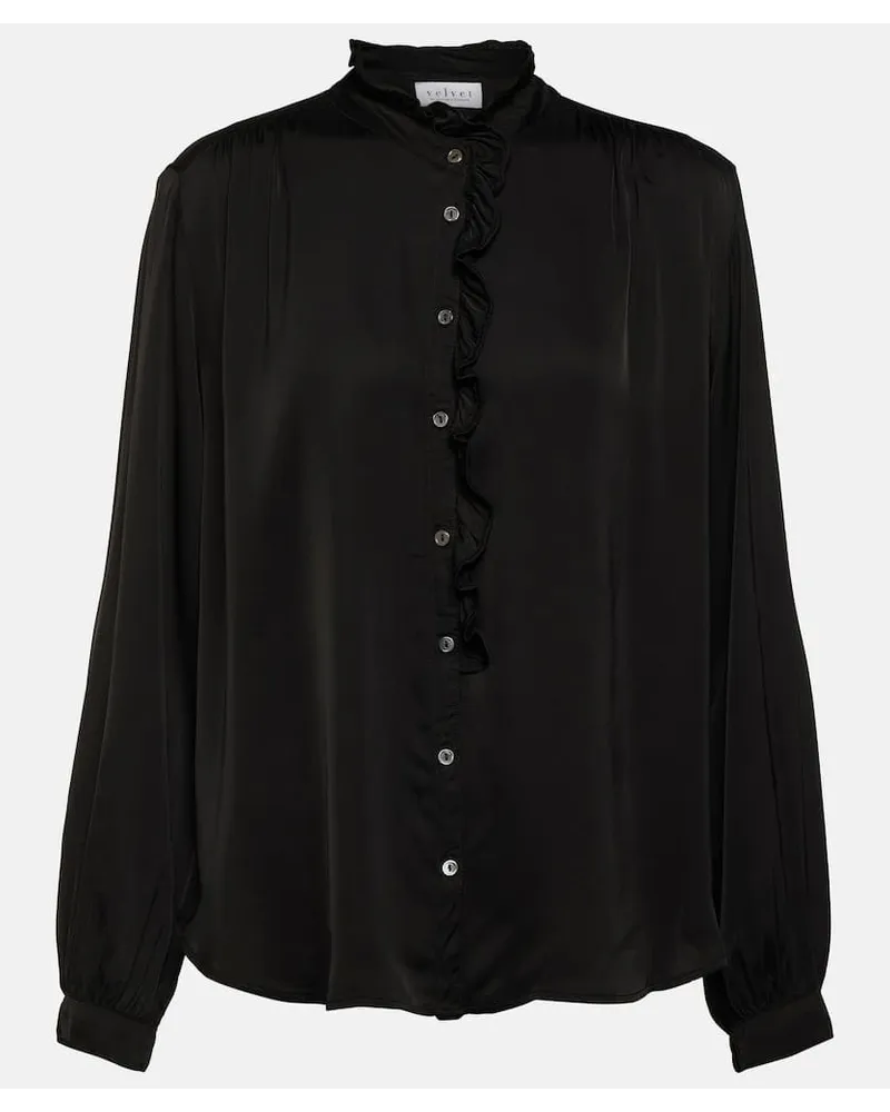 Velvet Blusa in raso con volant Nero