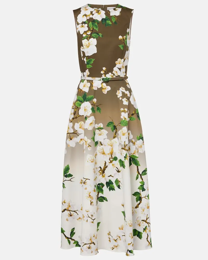 Oscar de la Renta Abito lungo in misto cotone con stampa floreale Multicolore