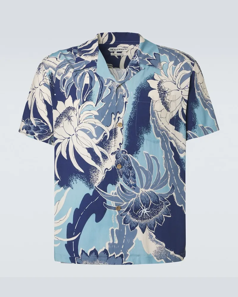 J.W.Anderson Camicia bowling con stampa Blu