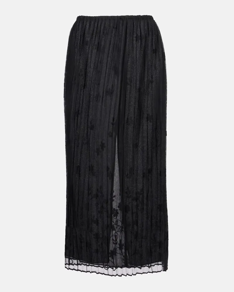 Totême Gonna midi in tulle con ricamo Nero